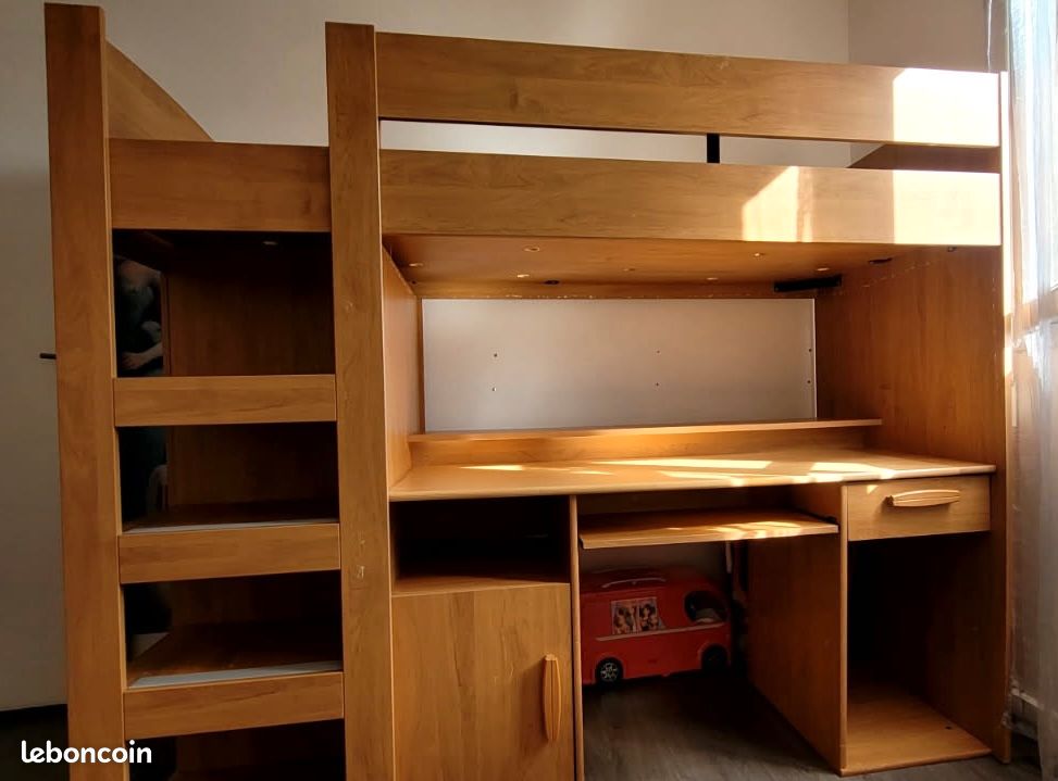 Mezzanine 1 place, bureau & armoire intégrées (image 1)