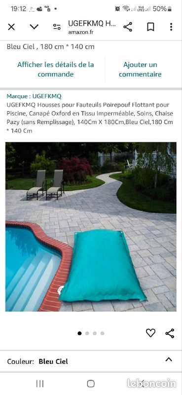 Pouf géant bleu xxl piscine étanche neuf avec étiquette (image 1)