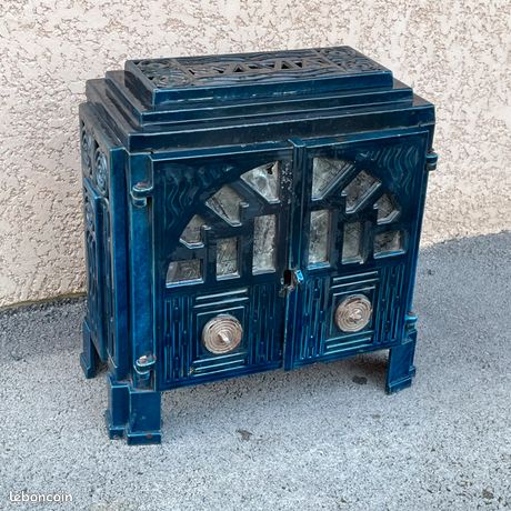 Poêle En Fonte Et Faïence FAURE REVIN 79 Cm - Bon état - Chauffage Au Bois