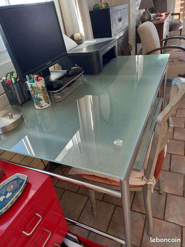 Table de bureau plateau en verre (image 1)