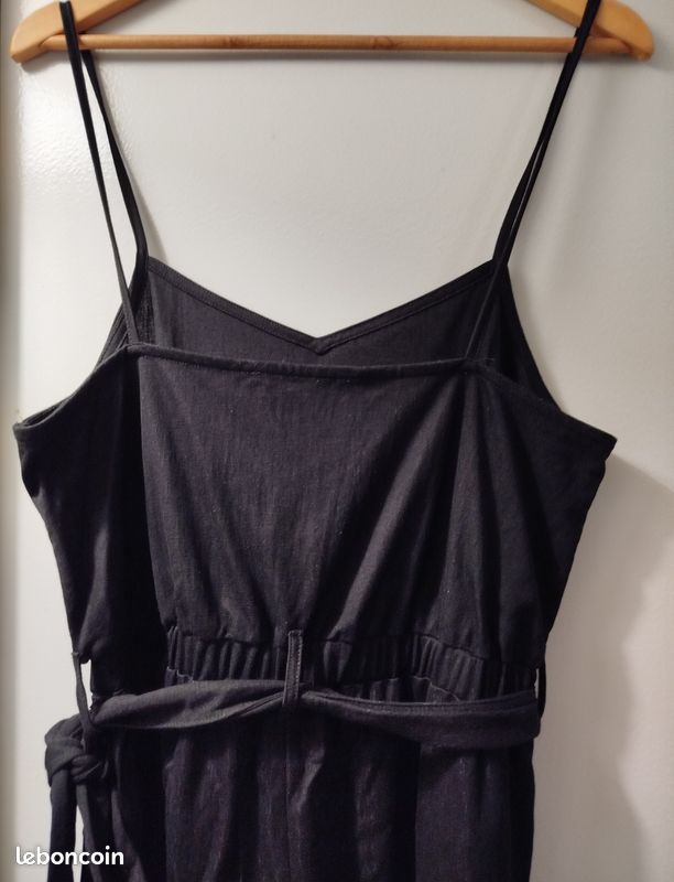 Combinaison noire pantalon bretelles fines Mango (image 2)