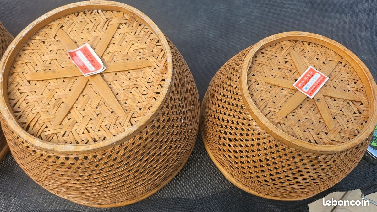 Corbeille ronde inclinée polypropylène tressé main - Corbeilles polyrotin : Buffet Plus