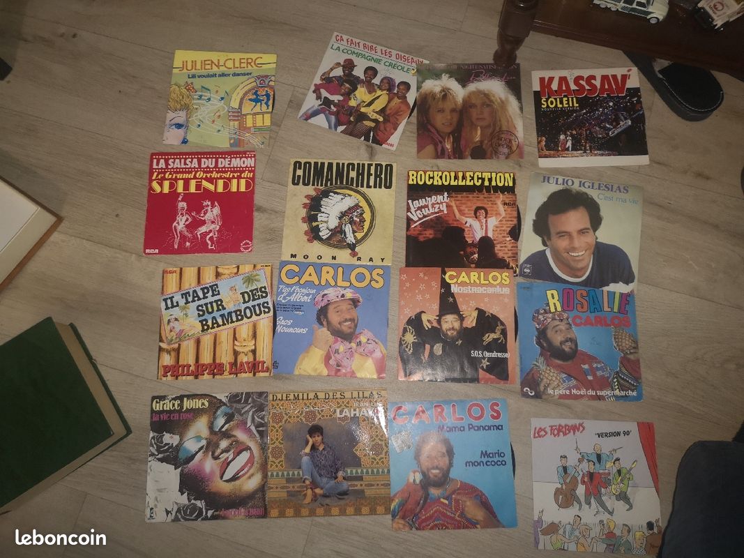 Lot disques 67 disques vyniles 45 tours pop rock français années 80 (image 1)