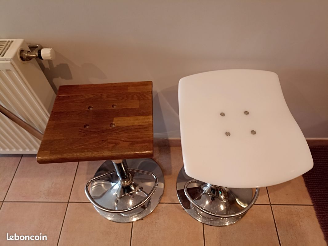 3 Tabourets de bar blanc + 2 tabourets en bois (image 2)