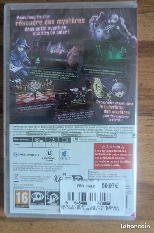 Jeu vidéo Archive Rain Code, le jeu de détective - Nintendo Switch 1 et 2 - BOITE NEUVE SCELLEE (image 2)