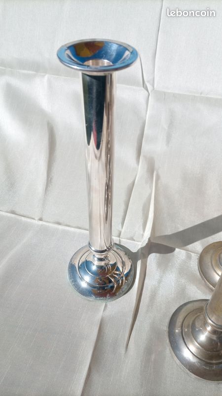 Keltum - Chandelier (3) - Plaqué(e) argent - 3 bougeoirs en métal argenté - Enchères - NEWS