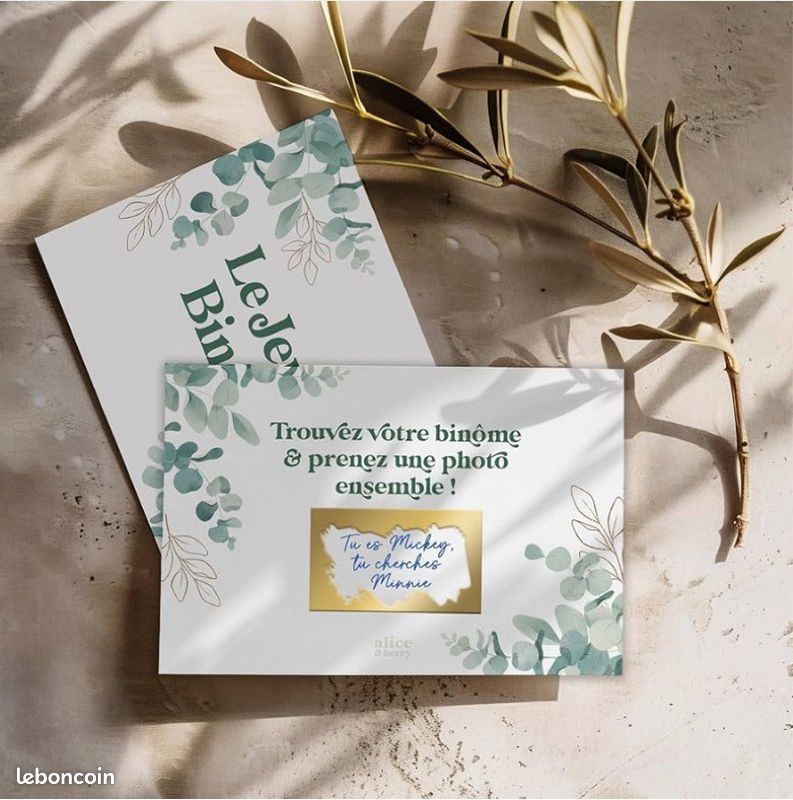 Gioco Binomi Per Matrimonio – 50 Carte Da Grattare In Stile Kraft Rustico – Animazione Photobooth Personalizzabile – Prodotto In Francia
