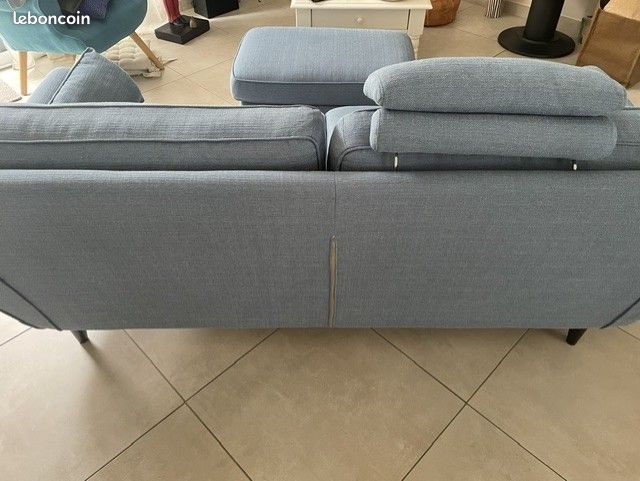 Banquette tissu bleu (image 3)