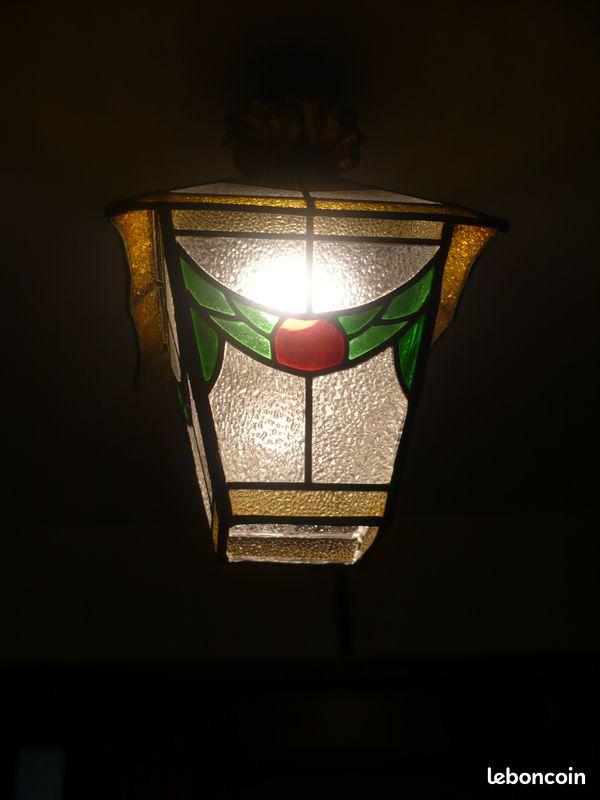Joli lustre ancien en vitraux (image 2)