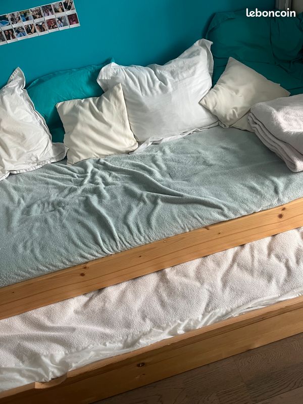 Lit simple en bois avec lit tiroir en dessous (image 3)