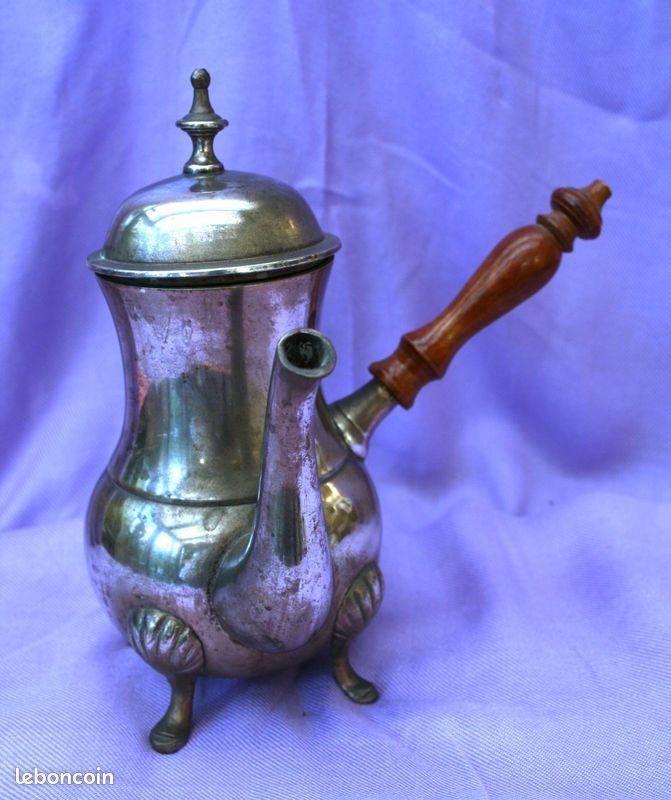 Ancien chocolatier cygne cafetière plaqué argent XIXème sièc