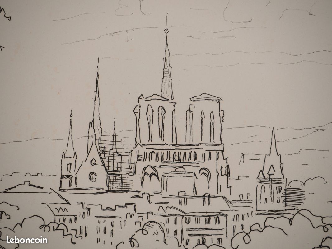 Paul-Elie GERNEZ : Vue sur Notre Dame, Gravure originale signée #CERTIFICAT (image 4)