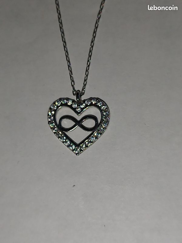Collier + pendentif argent massif zirconium (image 3)