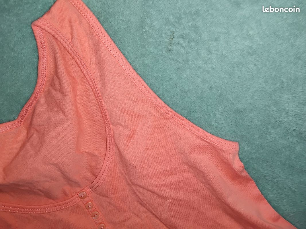 Débardeur orange col henley (image 3)
