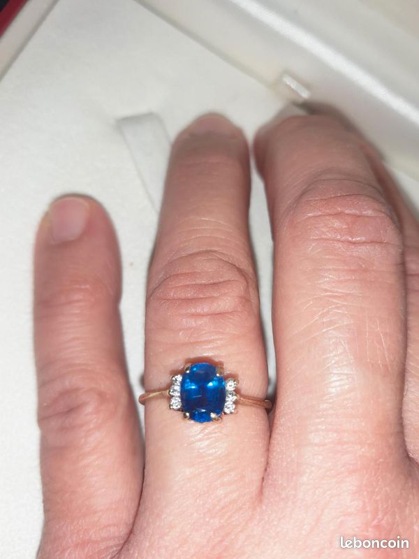 Bague ancienne or saphir diamants (image 6)