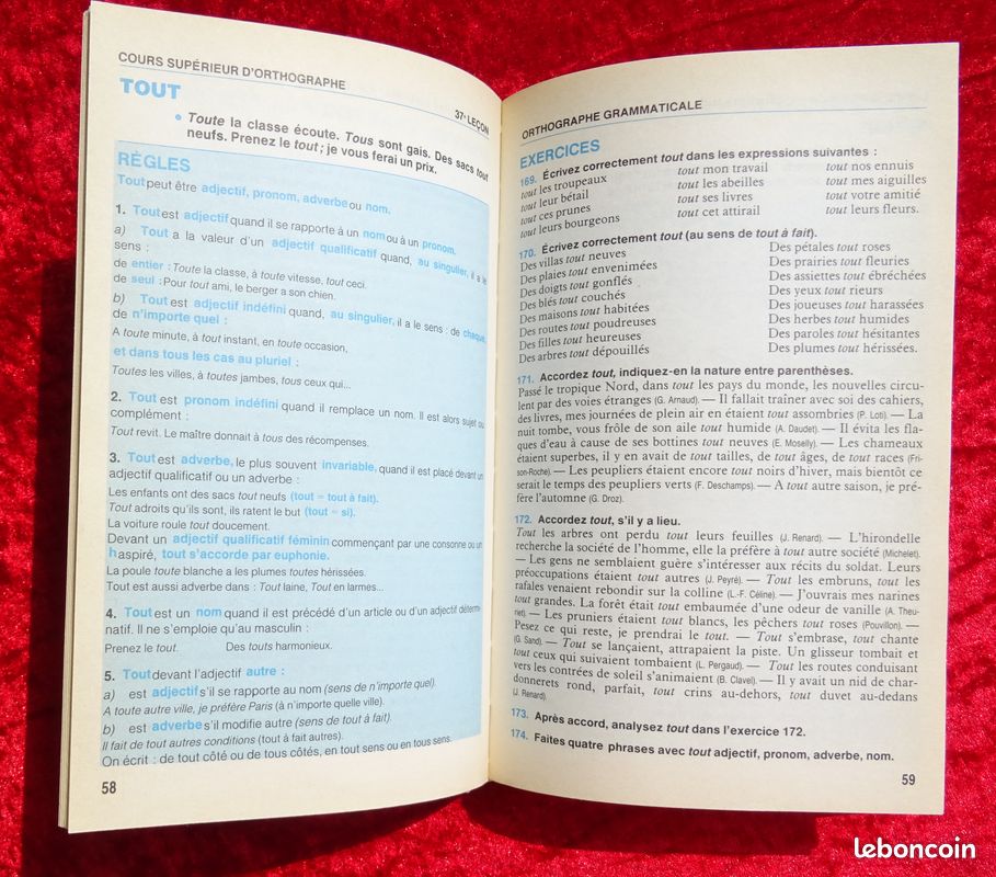 BLED COURS SUPÉRIEUR d'ORTHOGRAPHE - Grand format RELIÉ 4ème 3ème BEP Classiques Hachette 1987 – Langue française, écrit - bases principales et inchangées de l'orthographe (image 15)