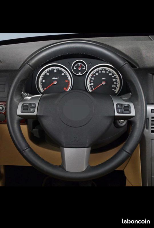 Housse de volant de voiture en cuir artificiel noir, Opel Astra (image 1)