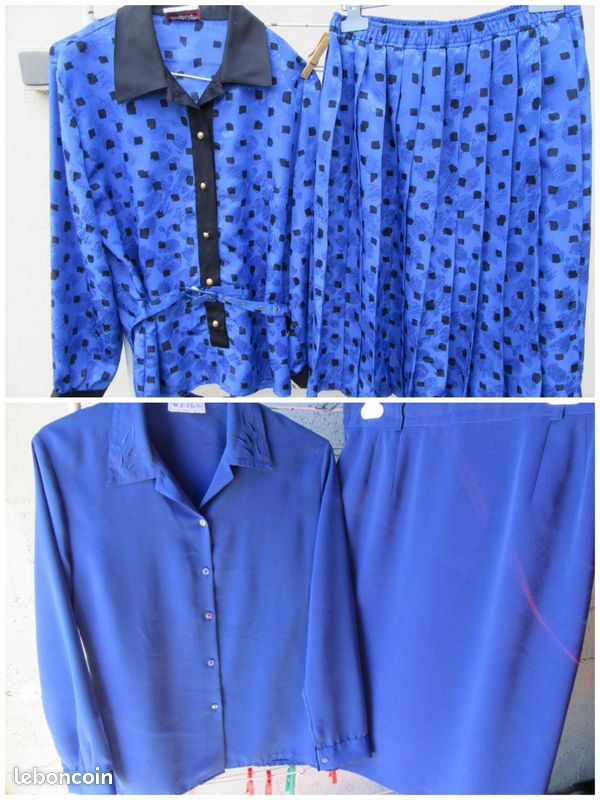 2 Ensembles ( jupes et hauts)en polyester bleus (image 1)
