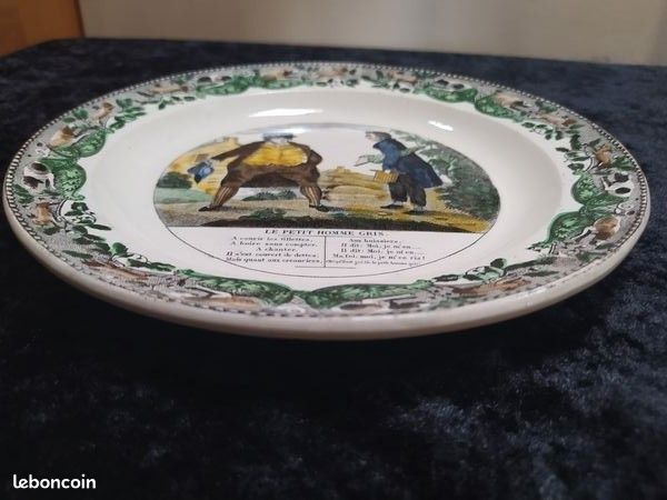 Assiette parlante polychrome Louis Lebeuf et Thibault à Montereau, début XIXème (image 3)