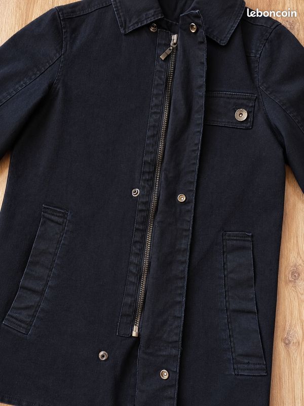Manteau Court Caban noir/bleu marine Homme Taille S – Zippé Boutons pressions Poches Intérieur matelassé – DDP – Automne / Printemps (Mi-saison) Quotidien / Ville (image 9)