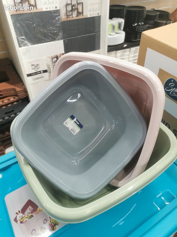 Lot de 3 Bassin carré en Plastique, 4 Lt, 6 Lt, 9,5 Lt (image 2)