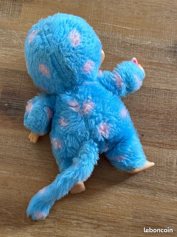 Petite Peluche Bleue Kiki Monchhichi – Bavoir Et Bruitage, Occasion