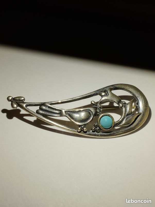 ANCIEN BROCHE ARGENT Art Nouveau Diolot ANTIQUE silver sterling Brooch