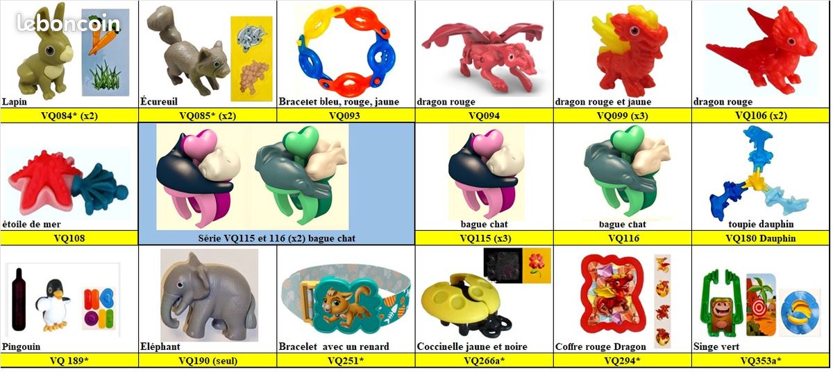 LOT 8 : Figurines KINDER Surprise Lot de personnages Collection Jouet