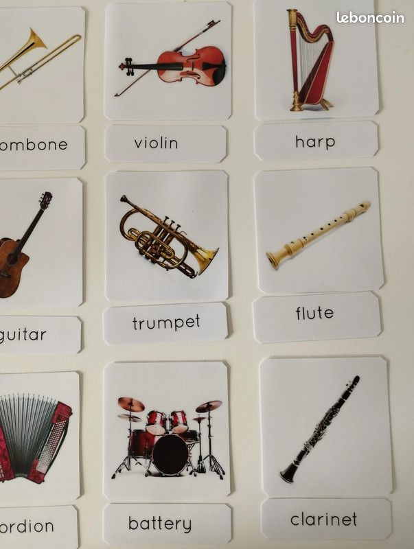 Cartes de nomenclature, les instruments de musique en anglais (image 4)