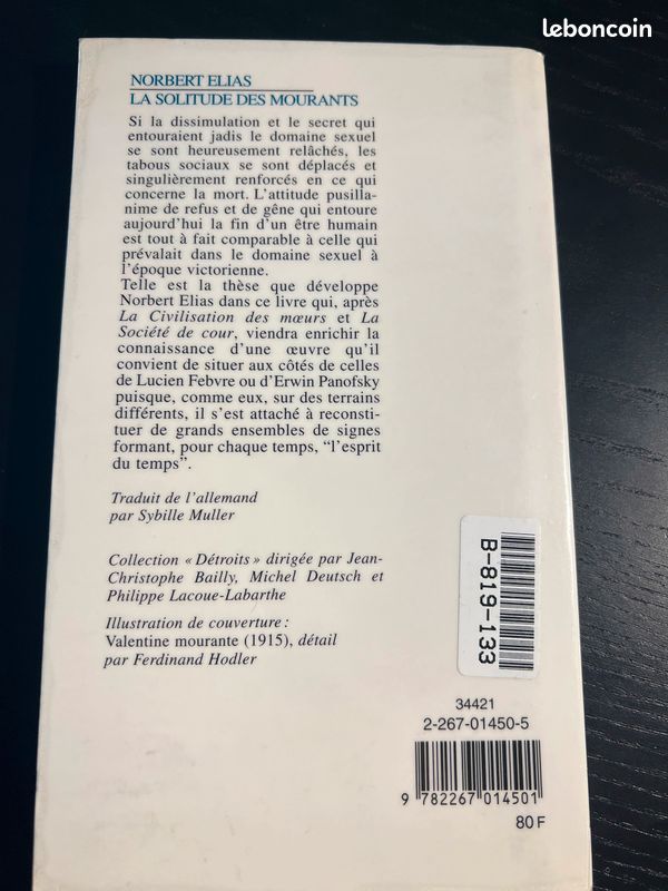 Livre rare de sociologie, la solitude des mourants Norbert Elias (image 3)