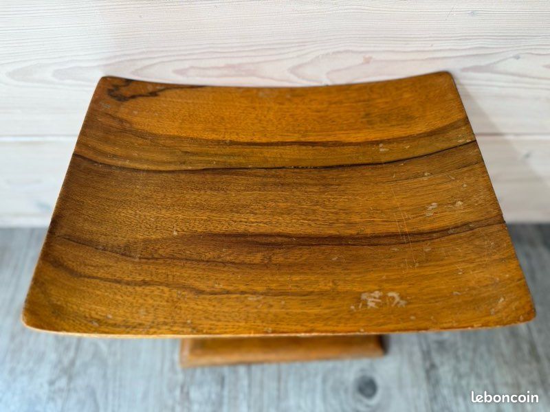 Tabouret vintage éléphant Teck 1950s déco africain (image 3)