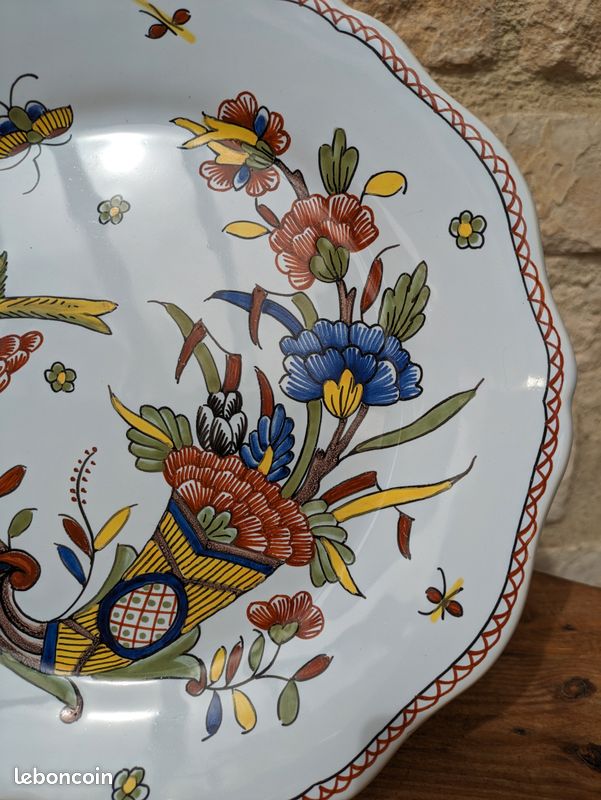 Très belle ancienne assiette décor Rouen fait main Geo Martel (image 2)