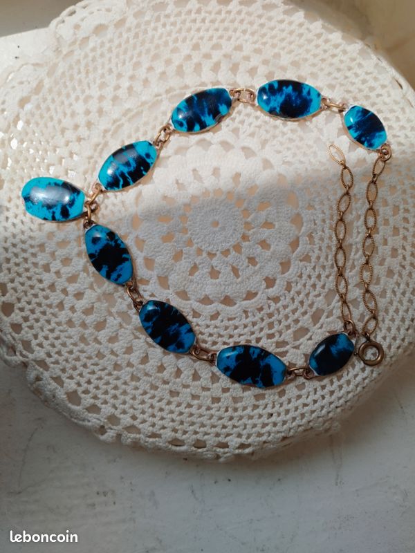 Magnifique Collier Pendentif Vintage En émaux D'art - Créateur Rare, Référence 5061 - Parfait état (occasion)