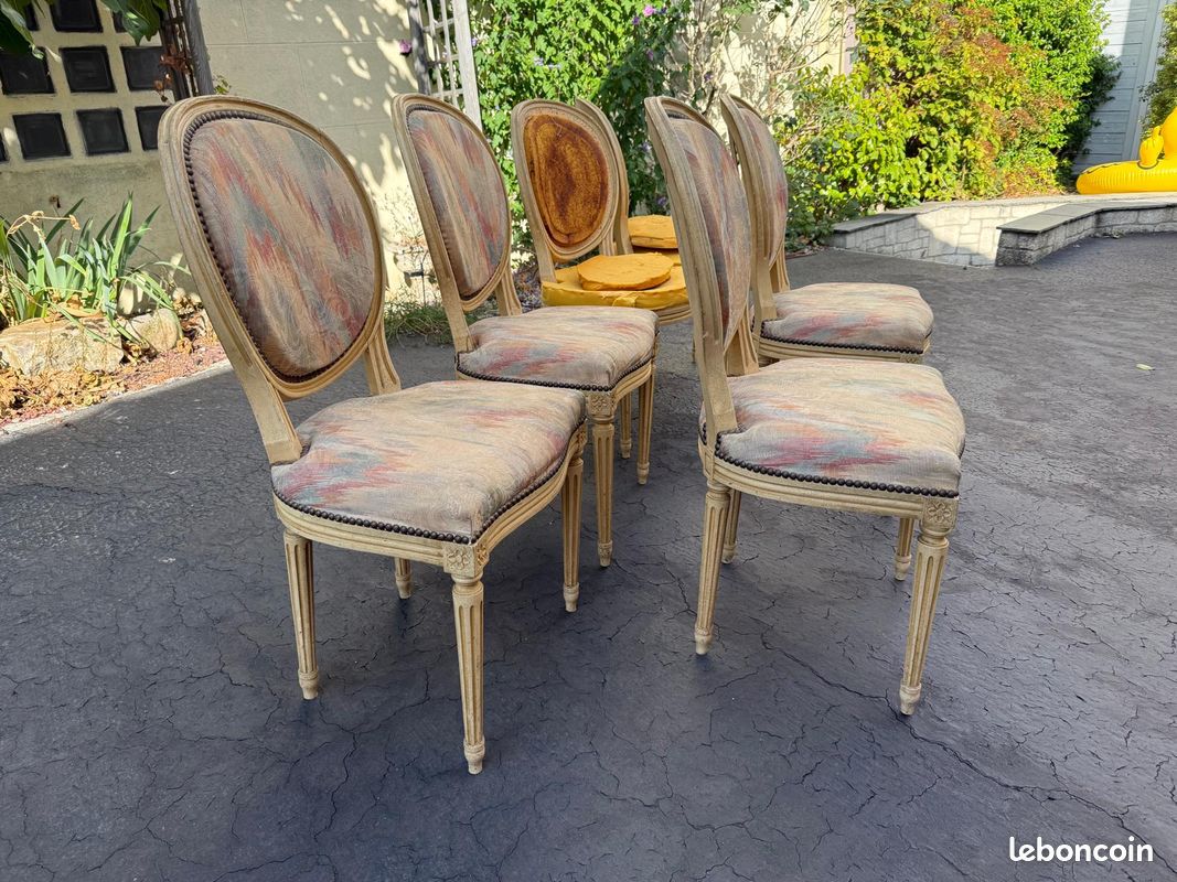 Lot de 6 chaises médaillon style Louis XVI à restaurer (image 2)