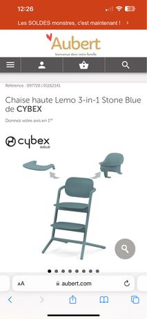 Chaise haute évolutive avec transat Cybex Lemo 2 - noir, Puériculture