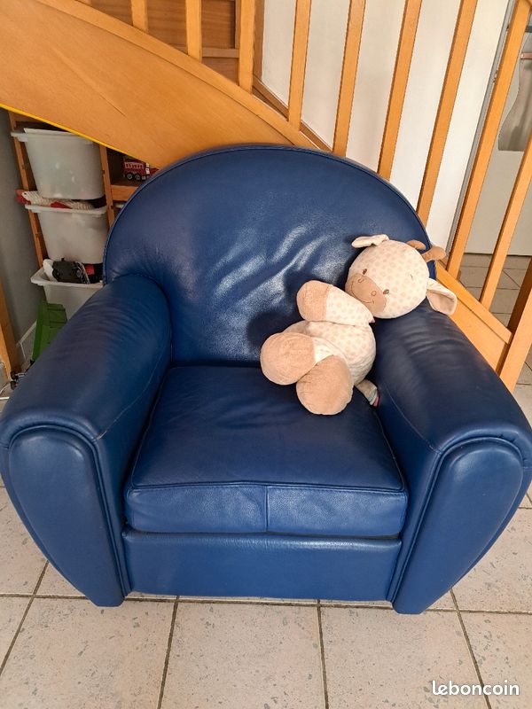 Fauteuil cuir bleu - ultra confortable (image 1)
