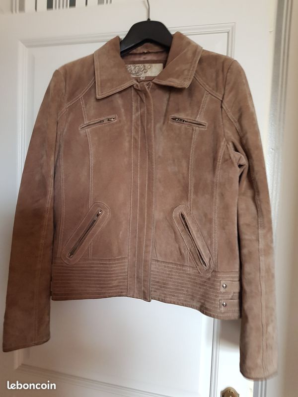 Blouson perfecto en croute de cuir Vêtements