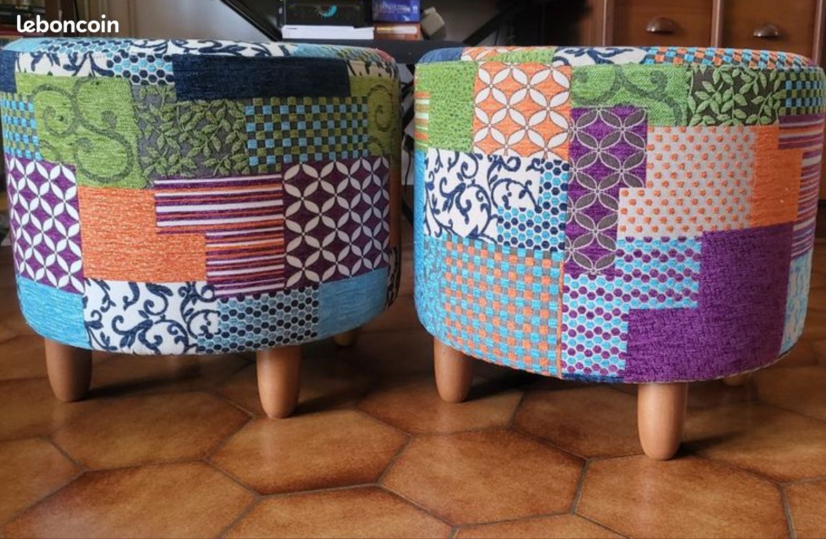 2 Poufs POLTRONESOFÀ en tissu bigarré/patchwork (image 4)