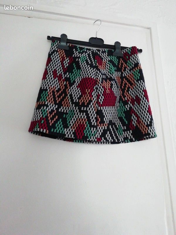 Jupe courte Mango colorée TXS (image 1)