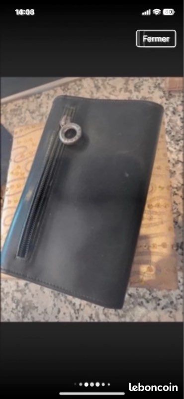 Porte feuille porte monnaie séquoia cuir noir bon état (image 17)