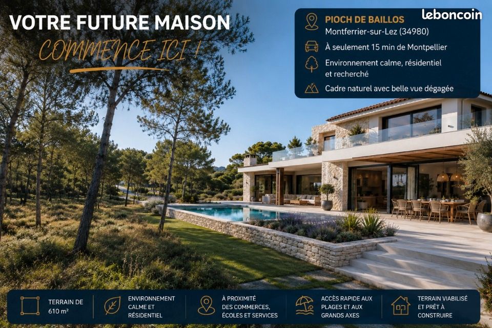 Terrain 1 050 m² Montferrier Sur Lez · à Montferrier-sur-lez · 449 000 €