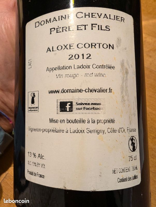 Bouteille de vin Aloxe Corton 2012 (image 1)