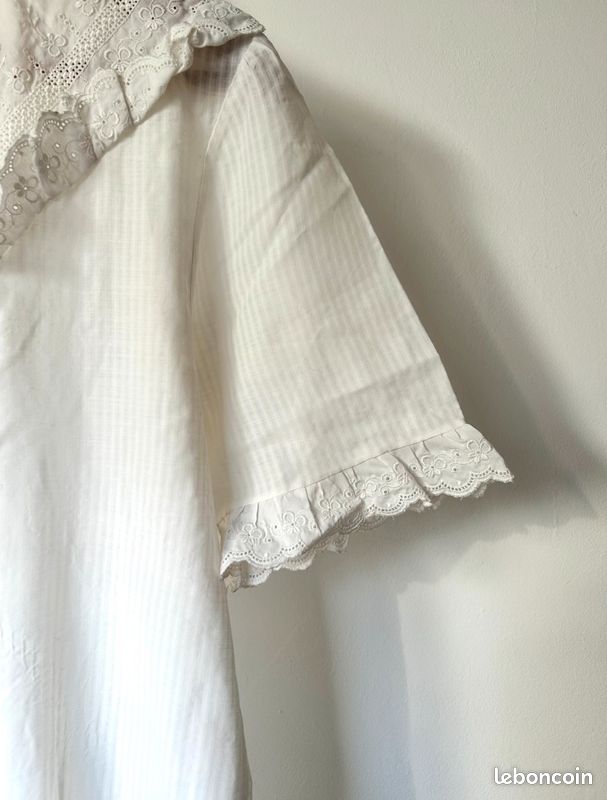 Robe vintage années 1900 chemise de nuit avec broderie anglaise (image 4)