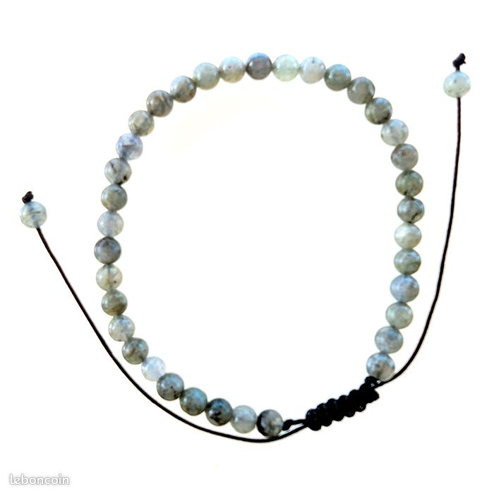 Bracelet en pierre naturelle | Labradorite | Perles de 4 mm | Taille réglable et ajustable (image 6)
