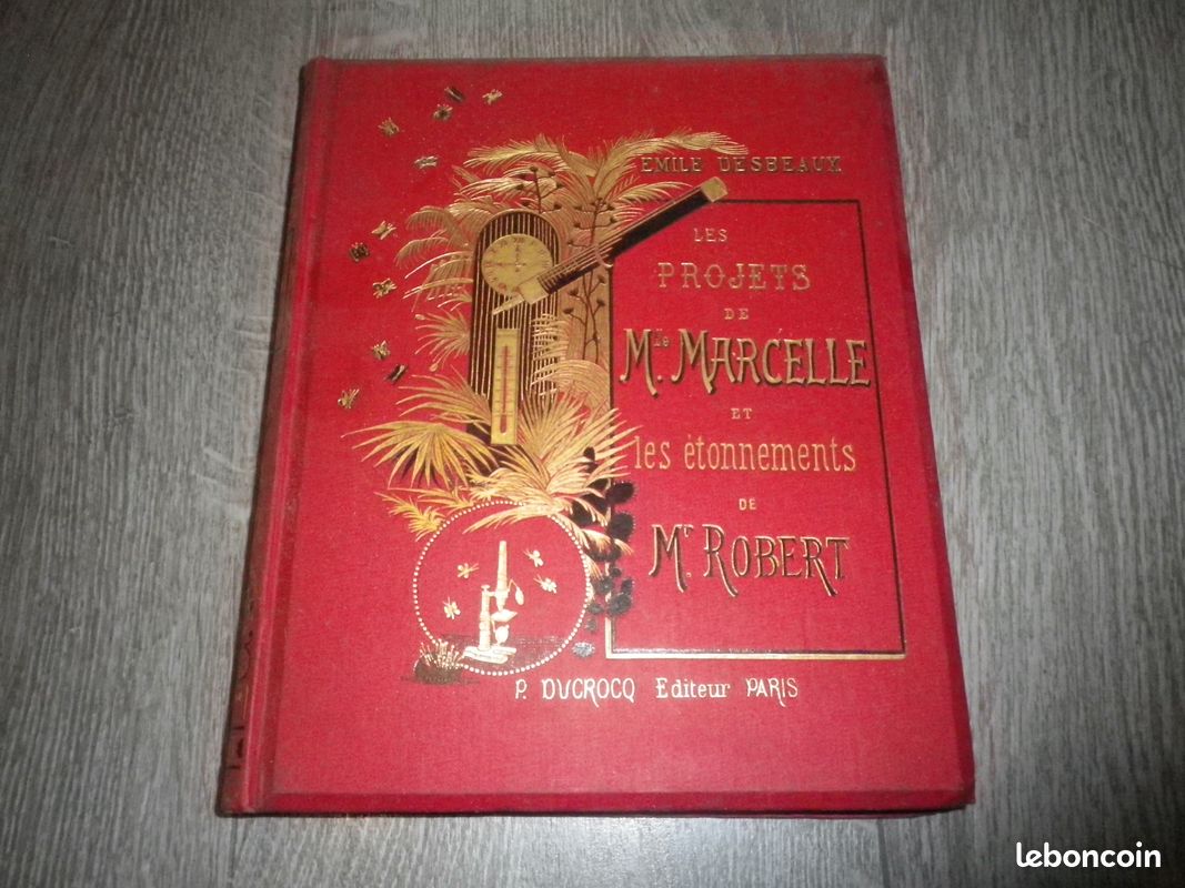 Cartonnage Livre ancien 1885 - Les Projets de Mlle Marcelle - Émile Desbeaux - Ill. Vuillier (image 1)