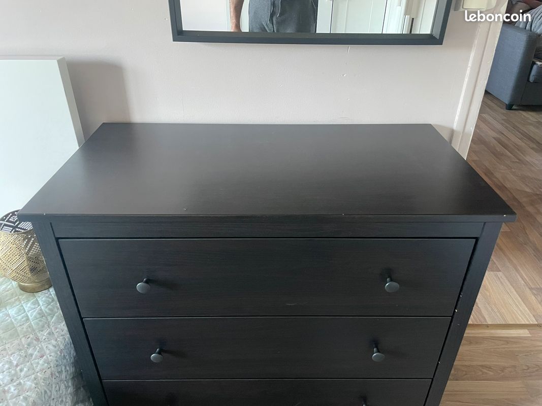 Commode IKEA KOPPANG 3 tiroirs brun noir 90x83 cm – Très bon état​ (image 4)