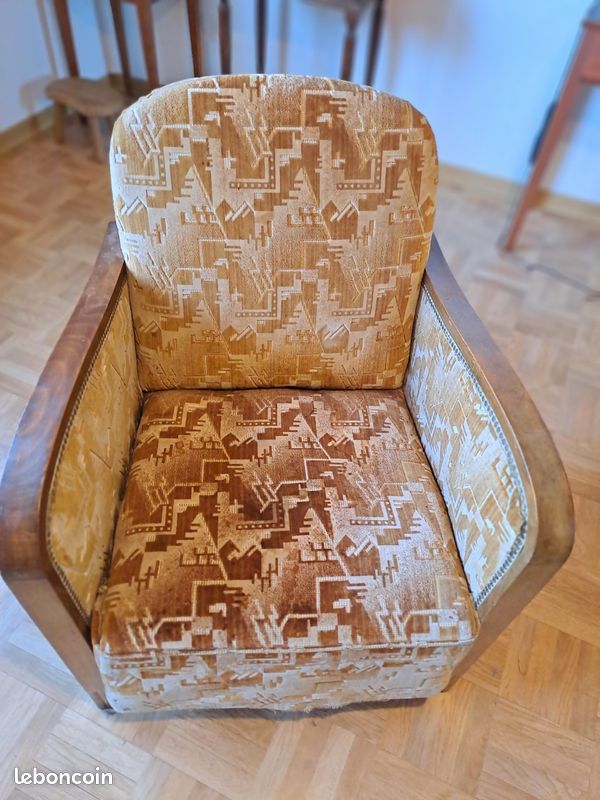 Fauteuil velours beige (image 2)