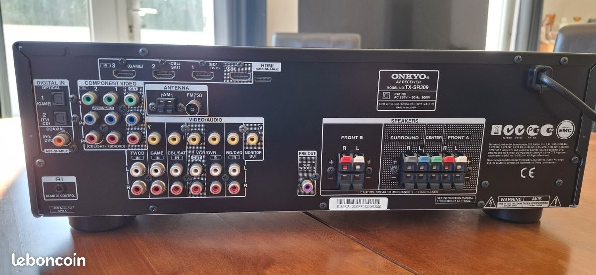 Onkyo TX-SR309 Ampli tuner AV HDMI USB Noir