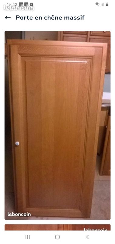 Porte de réfrigérateur encastrable en bois massif – Cuisine chêne (image 1)