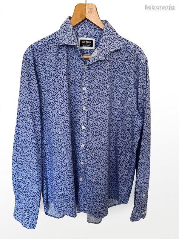 Chemise Café Coton fleurie bleue Taille XL (Extra Large) Très bon état (image 2)